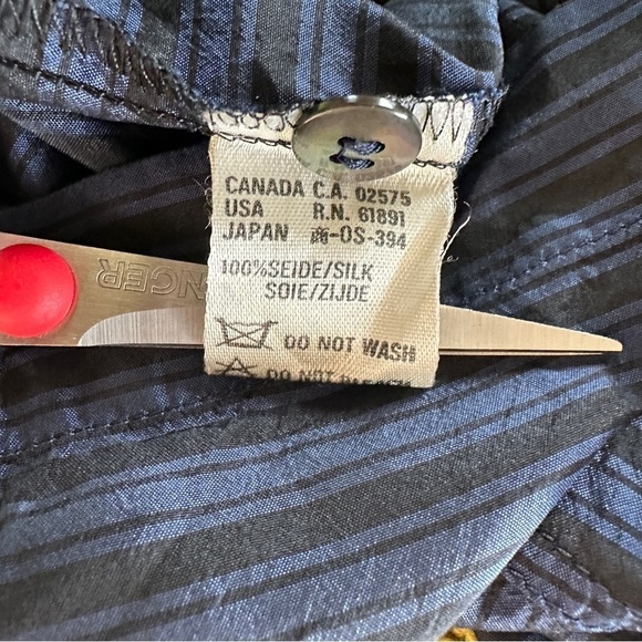 Vintage Escada 100% Silk Blue Stripe Blouse Size 38 US M - Picture 7 of 11